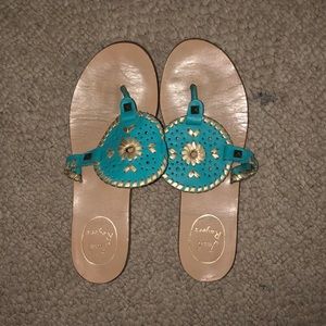 Jack Rogers Georgica Sandal Size 6 Aqua Gold